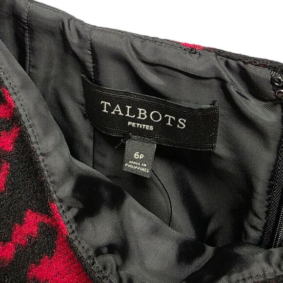 Talbots Red Houndstooth Wool Blend Pencil Skirt 6P - Picture 3 of 4